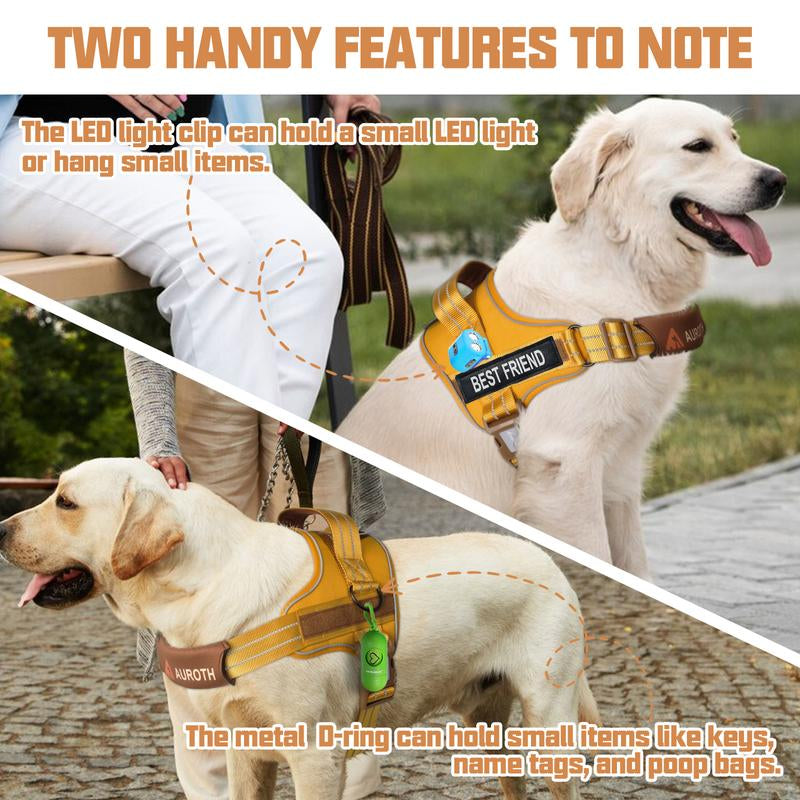 AUROTH No Pull Dog Harness - Soft Padded Service Vest, Reflective, Adjustable, Easy on & off - Great for Walking & Training, Suitable for Small, Medium & Large Dogs