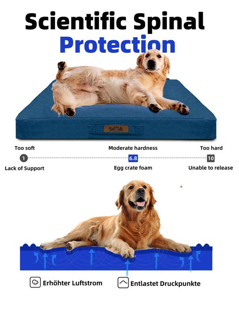 SYTOPIA Outdoor Dog Beds with Detachable Blanket, Waterproof, Orthopedic Dog Bed for Medium Dogs, Navy Blue & Includes Blanket Portable