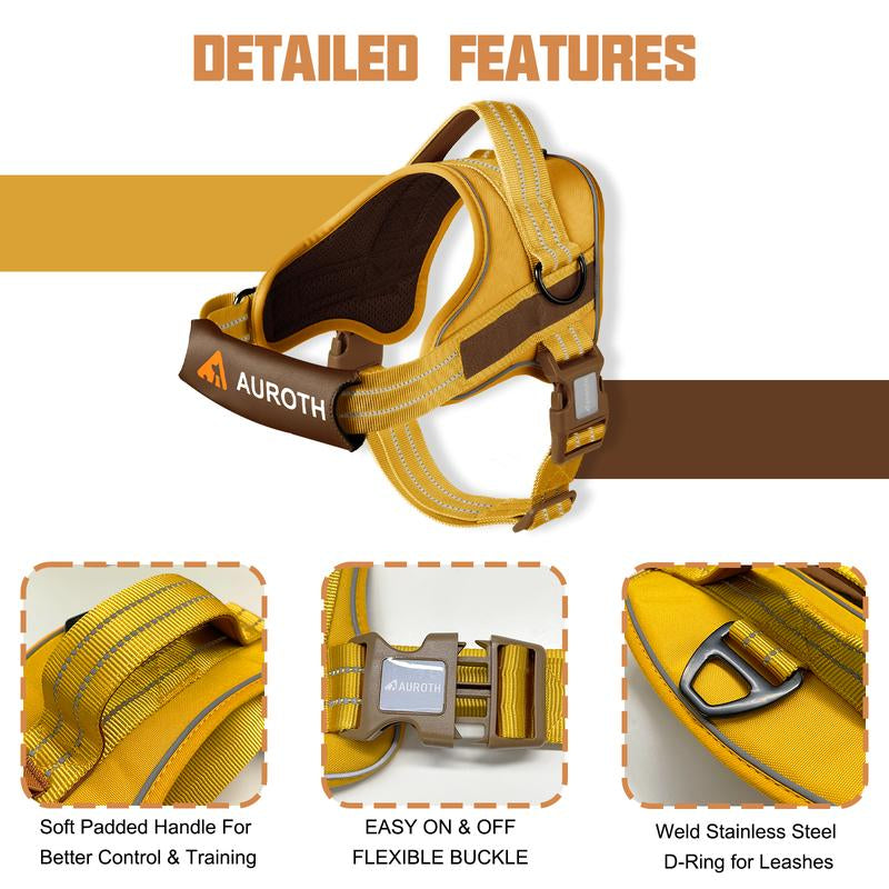 AUROTH No Pull Dog Harness - Soft Padded Service Vest, Reflective, Adjustable, Easy on & off - Great for Walking & Training, Suitable for Small, Medium & Large Dogs