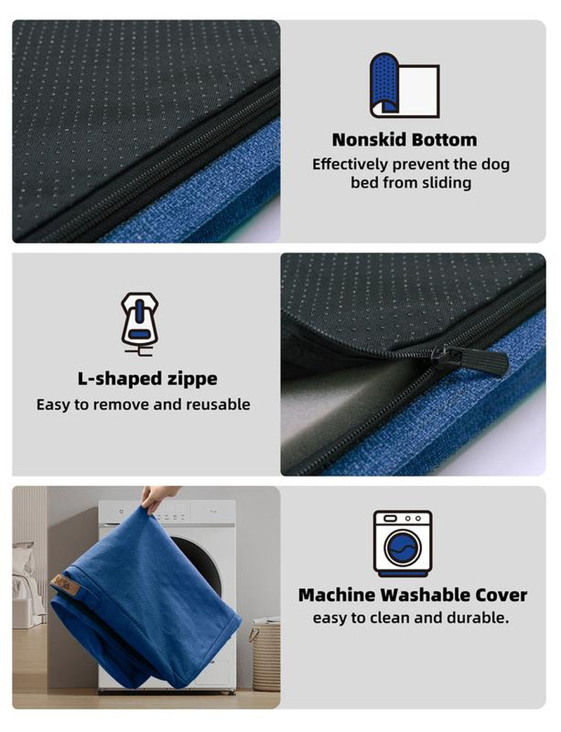 SYTOPIA Outdoor Dog Beds with Detachable Blanket, Waterproof, Orthopedic Dog Bed for Medium Dogs, Navy Blue & Includes Blanket Portable