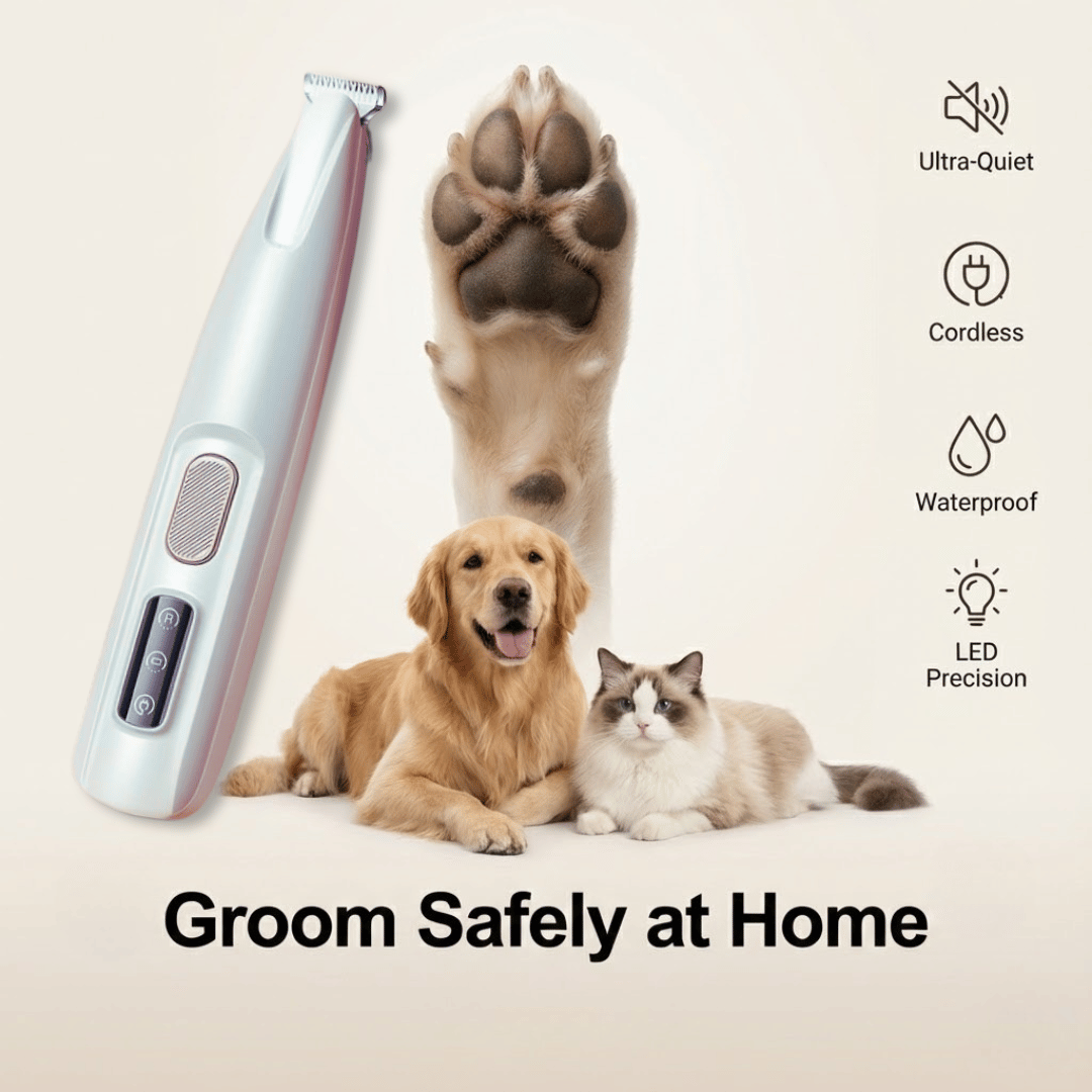 Rechargeable Pet Paw Hair Trimmer with LED Light – Quiet, Cordless & Waterproof Precision Grooming Tool for Dogs & Cats