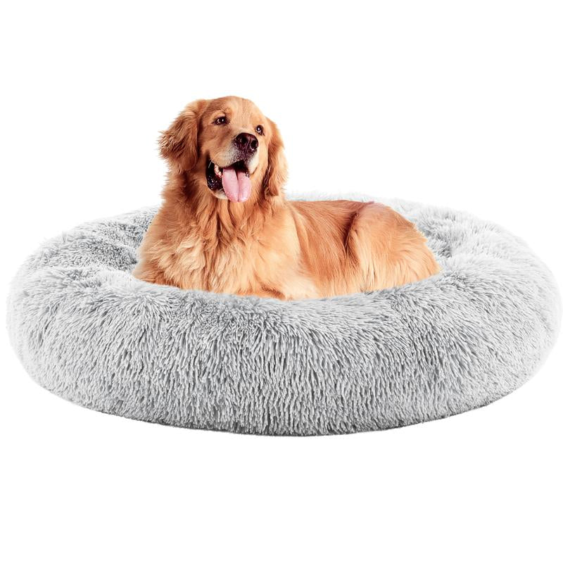 Sweetcrispy Official Soothing Donut Pet Bed for Cats & Pups | Machine-Washable Cozy Nest | Plush Waterproof Faux Fur | Non-Slip Base for Small Breeds
