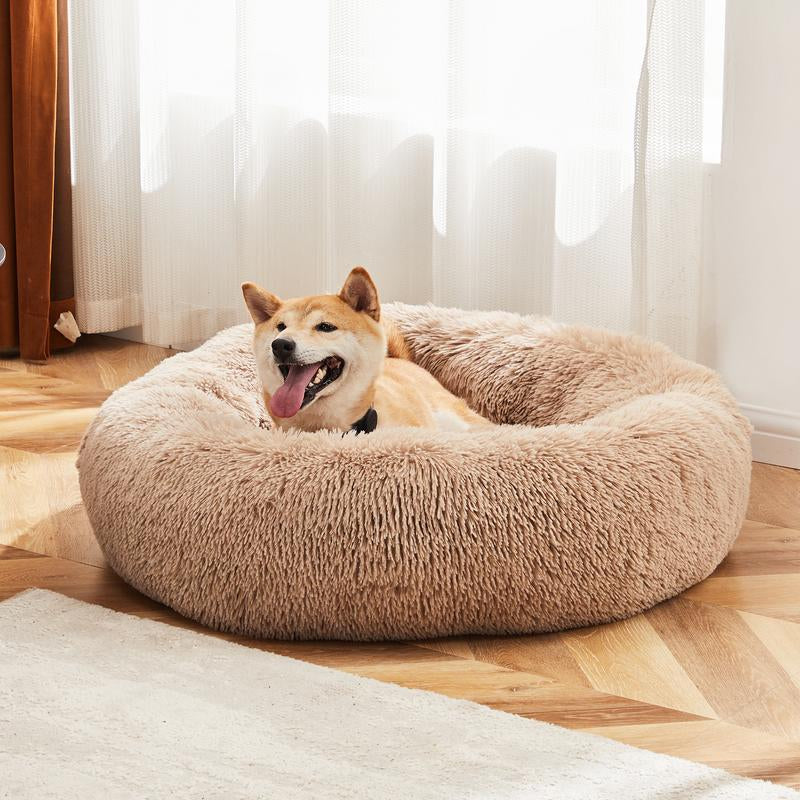 Sweetcrispy Official Soothing Donut Pet Bed for Cats & Pups | Machine-Washable Cozy Nest | Plush Waterproof Faux Fur | Non-Slip Base for Small Breeds