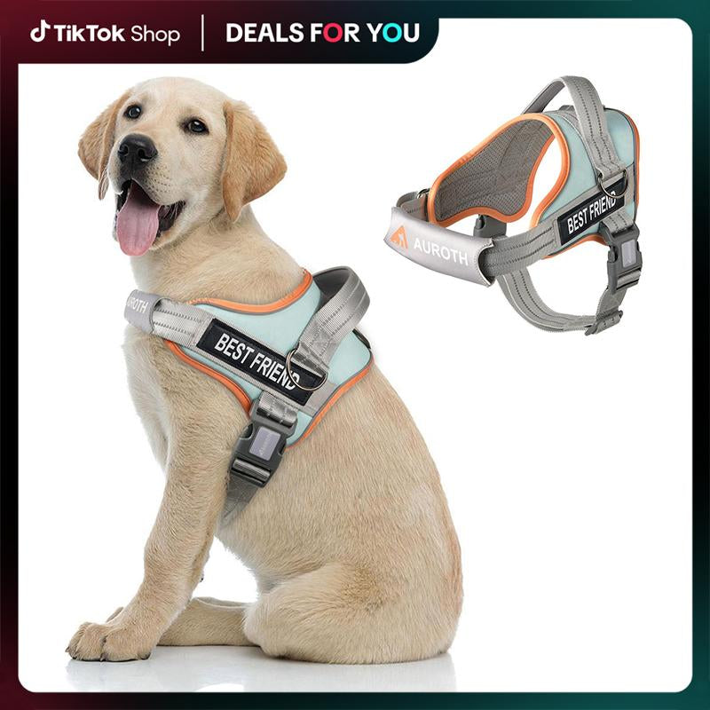 AUROTH No Pull Dog Harness - Soft Padded Service Vest, Reflective, Adjustable, Easy on & off - Great for Walking & Training, Suitable for Small, Medium & Large Dogs
